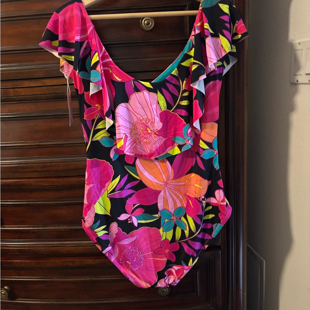 Trina Turk Multicolor Ruffled Swimsuit - Picture 2 of 4